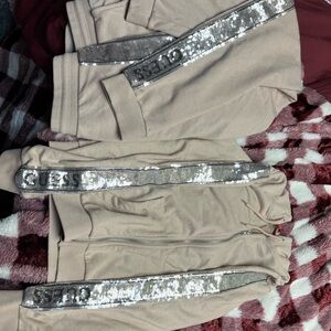 Guess  Beige Sequin Jogger sweat suit